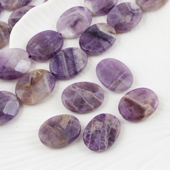 Ametyst chevron owal fasetowany 20x15mm