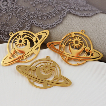 Zawieszka planeta stal szlachetna pozłacana 40x25mm