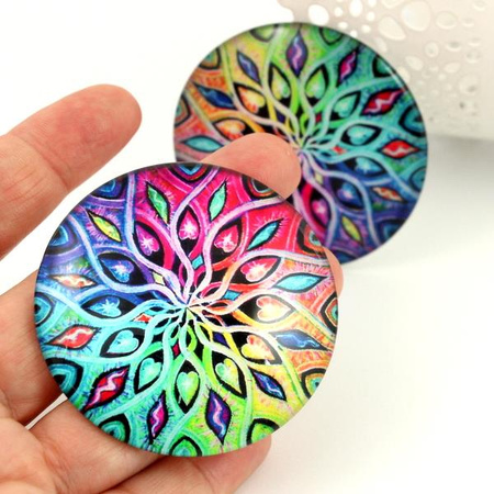 Kaboszon szklany z grafiką tęczowy kalejdoskop moneta 58mm