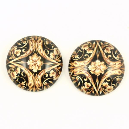 Kaboszon szklany z grafiką baroque moneta 20mm
