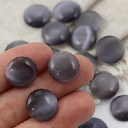 Kaboszon kocie oko okrągły grafitowy 14mm