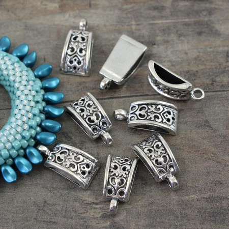 Krawatka metalowa ozdobna srebrna 20x10mm