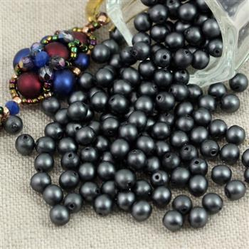 Round Beads Velvet Graphite 4mm [50szt]