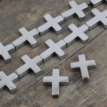 Hematyt srebrny krzyż 17x14mm