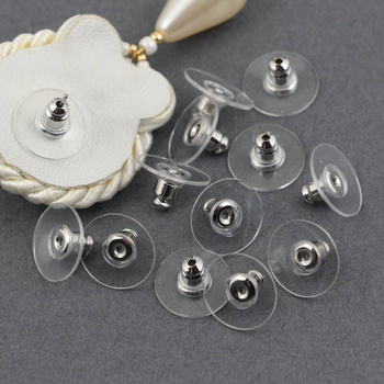 Zatyczki z talerzykiem metalowe srebrne 12mm [10 par]