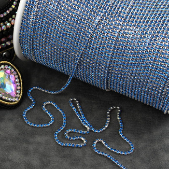 Taśma ozdobna cyrkoniowa silver/royal blue 1,5mm [50cm]