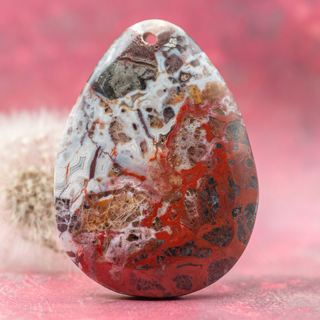 Zawieszka agat meksykański łezka 53x39mm