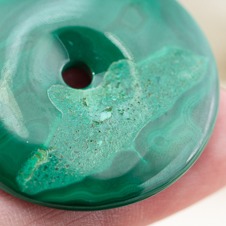 Zawieszka malachit naturalny donut 43mm ze skazą