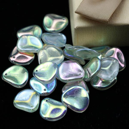 Rose Petals 14x13mm Crystal Green Rainbow