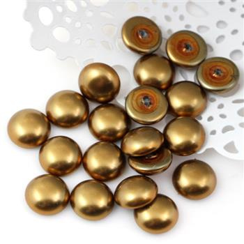Glass Pearl Cabochon Brass Gold 10mm