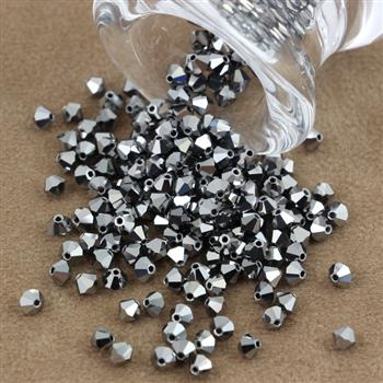 Preciosa Bicone Bead Rondelle Jet Lt Hematite Full 4mm [20szt]