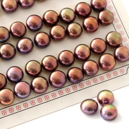 Perła brązowa do połowy wiercona 8mm [para]