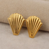 Sztyfty bigle do kolczyków stal szlachetna pozłacana muszla 26x20mm [para]
