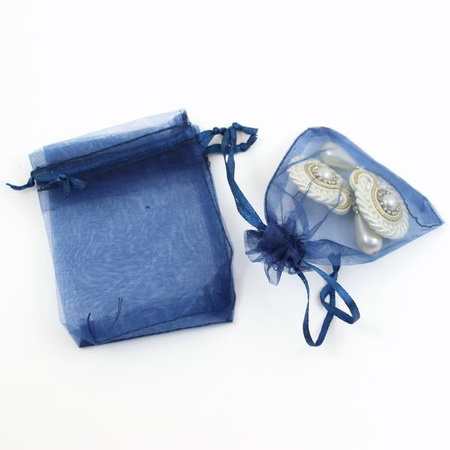 Woreczek z organzy granatowy 9x7cm