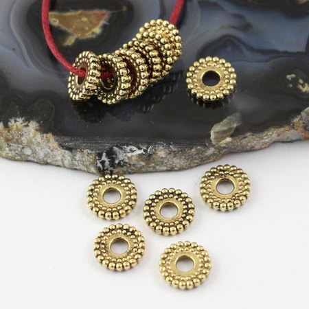 Przekładka metalowa ozdobna stare zoto dysk 8x2mm [6szt]