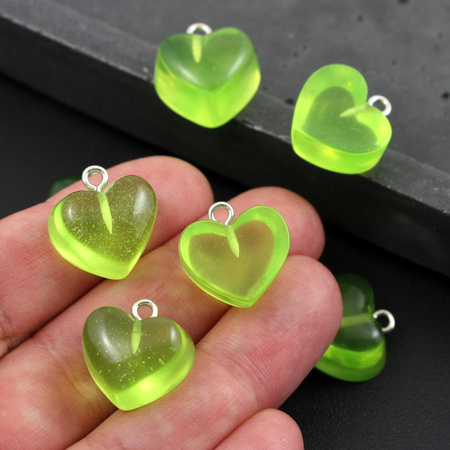 Serce akrylowe zielone 16x14mm