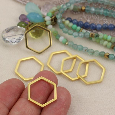 Geometrix zawieszka stal szlachetna sześciokąt pozłacany HQ 20x18mm