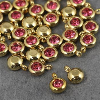 Stal szlachetna zawieszka w oprawie ZŁ rose 6mm