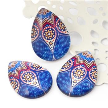 Kaboszon szklany z grafiką mozaika łezka 25x18mm