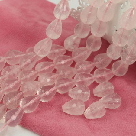 Kwarc różowy kropla fasetowana 16x12mm
