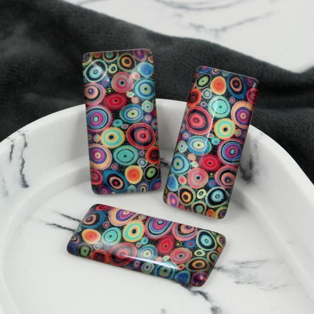 Kaboszon szklany z grafiką kolorowe koła 38x19mm