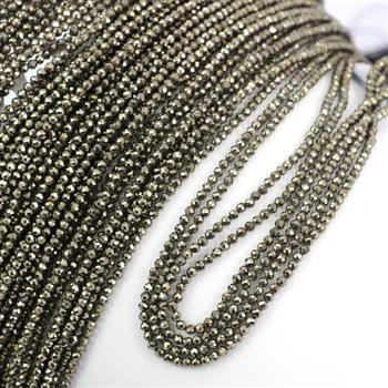 Piryt złoty kula fasetowana 2mm [sznur 39cm]