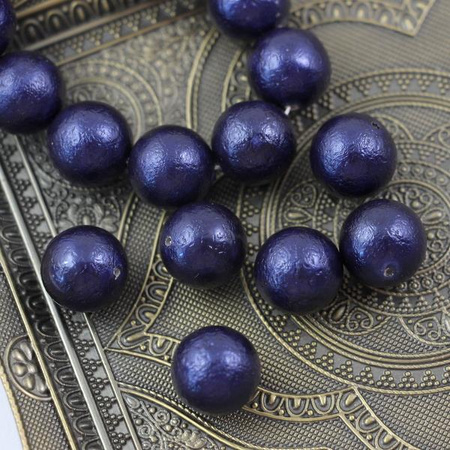 Perła seashell kula granatowa marszczona 14mm