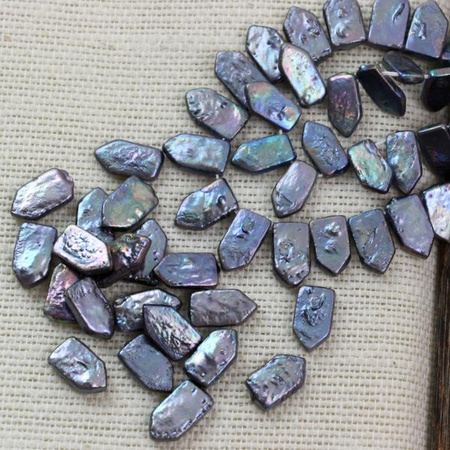 Perła słodkowodna szara tęczowa pagon 15x9mm