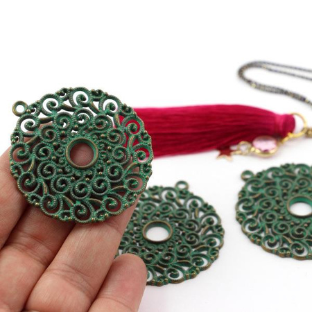 Metalowa zawieszka rozeta mosiądz patynowany 49mm