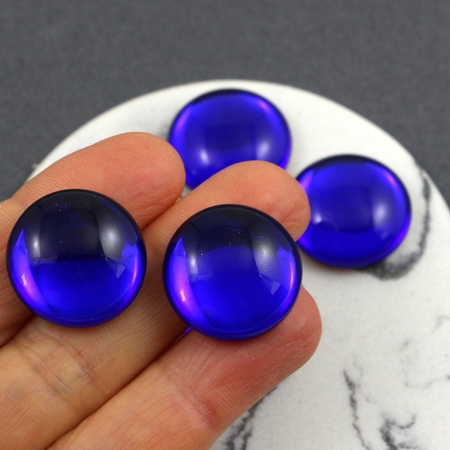 Kaboszon szklany Sapphire - Gold Matte Foiled moneta 20mm