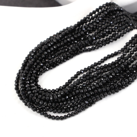 Turmalin czarny kula fasetowana 2mm [sznur 39cm]