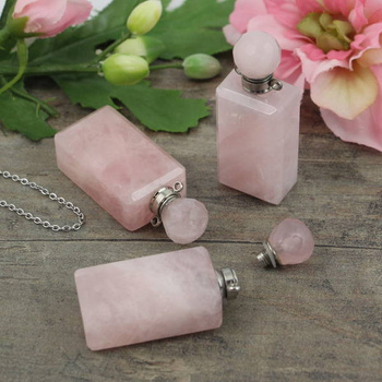 Kwarc różowy zawieszka perfumetka z odkręcanym korkiem 42x17mm