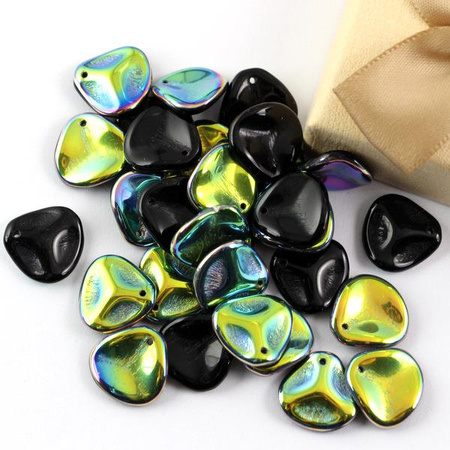 Rose Petals 14x13mm Jet Vitrail
