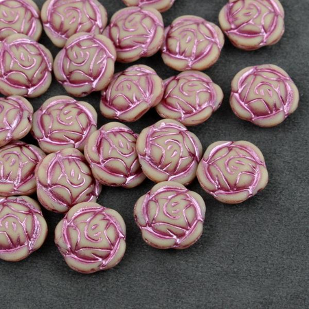 Rose Beads Opaque Beige Matte Pink Patina 16mm [1szt]