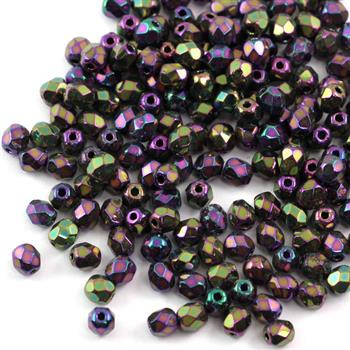 Fire Polish 4mm Jet Purple Iris [20szt]