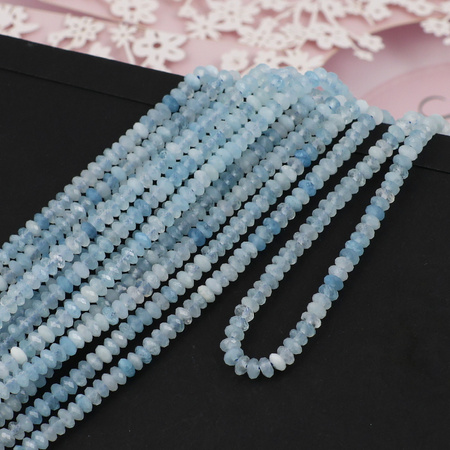 Akwamaryn oponka fasetowana 4x2mm [sznur 39cm]