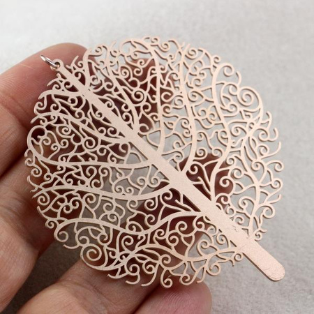 Zawieszka ażurowa drzewo stal szlachetna Rose Gold 70x60mm
