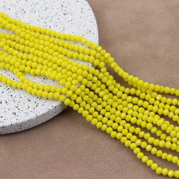 Kryształek szklany oponka fasetowana cytrynowa 4x3mm [sznur 42cm]