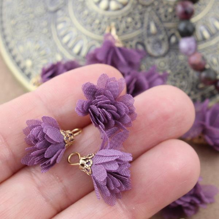 Ozdobny mini kwiatek w ażurowej tulejce fioletowy 13mm