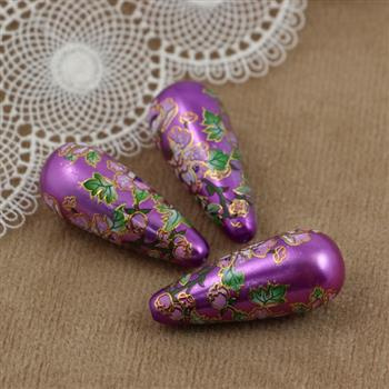 Kropla z żywicy fioletowa w kwiaty 32x13mm