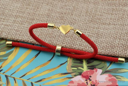 Zapięcie regulowane / przesuwane sznurkowe czerwone do bransoletki 11cm ZŁ