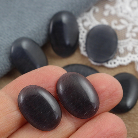 Kaboszon kocie oko owal grafitowy 18x13mm