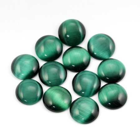 Kaboszon kocie oko okrągły szmaragdowy zielony 16mm