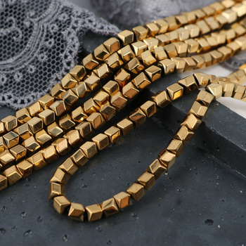 Hematyt złoty kostka pagon 3mm [sznur 40cm]