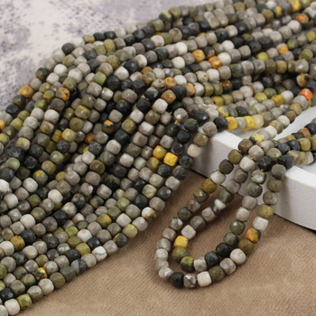 Jaspis trzmieli bumble bee kostka fasetowana 4mm [sznur 39cm]