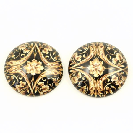 Kaboszon szklany z grafiką baroque moneta 25mm