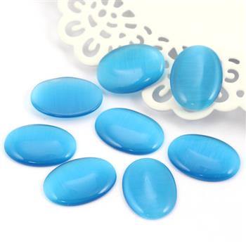 Kaboszon kocie oko owal niebieski 25x18mm