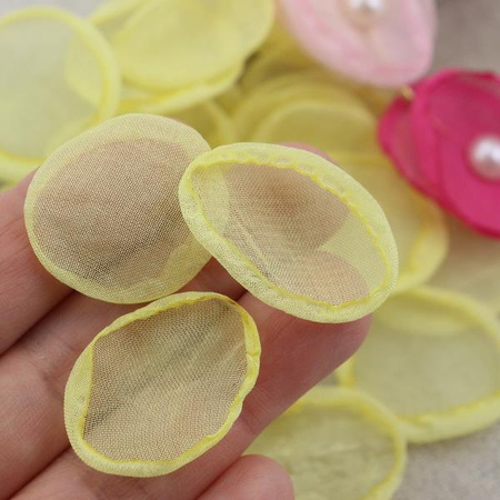 Szyfonowe płatki do kwiatków żółte 25mm