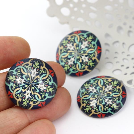 Kaboszon szklany z grafiką mozaika moneta 25mm