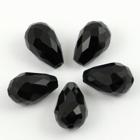 Kryształek szklany kropla fasetowana czarna 15x10mm
